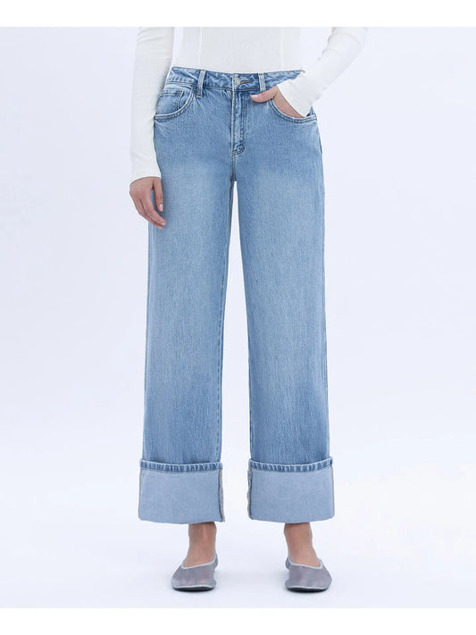 Vervet Super High Rise Cuffed Baggy Straight Jeans