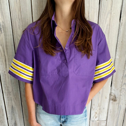 Poplin Stripe Sleeve Top