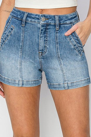 Risen- High Rise Front Seam Detail Shorts