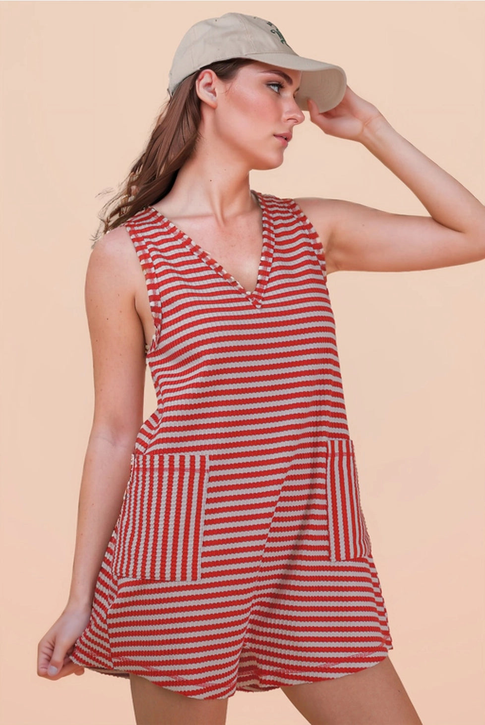 Striped Knit Casual Comfy Romper
