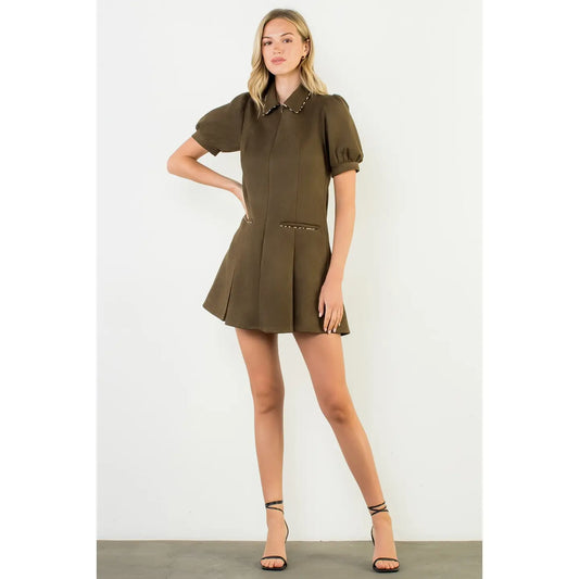 Suede Short Sleeve Dress