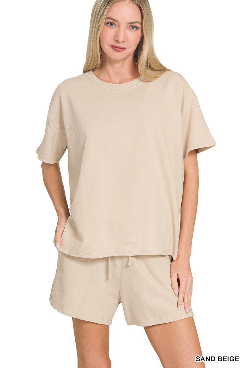 French Terry Short Sleeve Top & Shorts Set