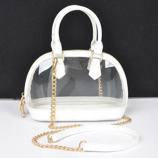 White Top Handle Clear Zip Bag
