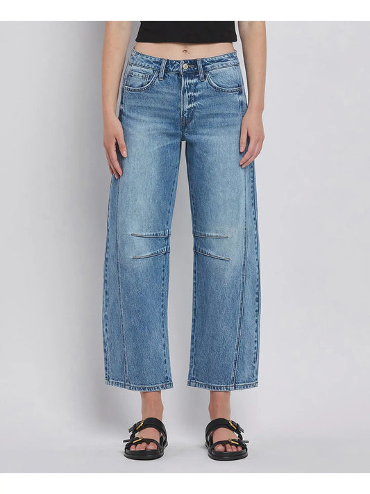 Vervet High Rise Dart Structured Fit Barrel Leg Jeans