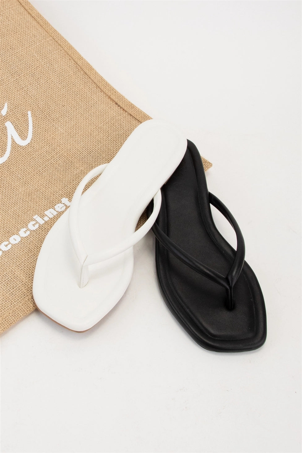 Solid Square Toe Thong Sandal