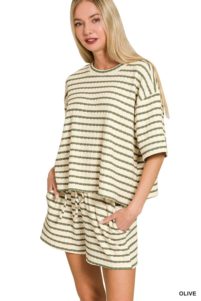 Striped Short Sleeve Tee & Shorts Set