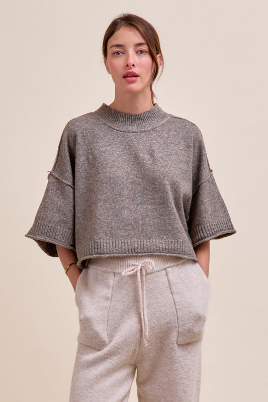 Marled Knit Mock Neck Sweater