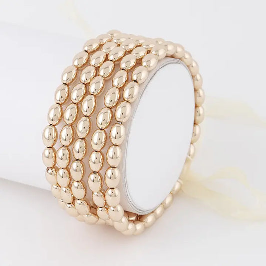 Gold Stackable Beaded Bracelets