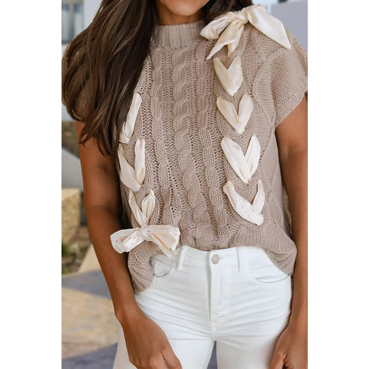 Cable Knit Satin Sweater