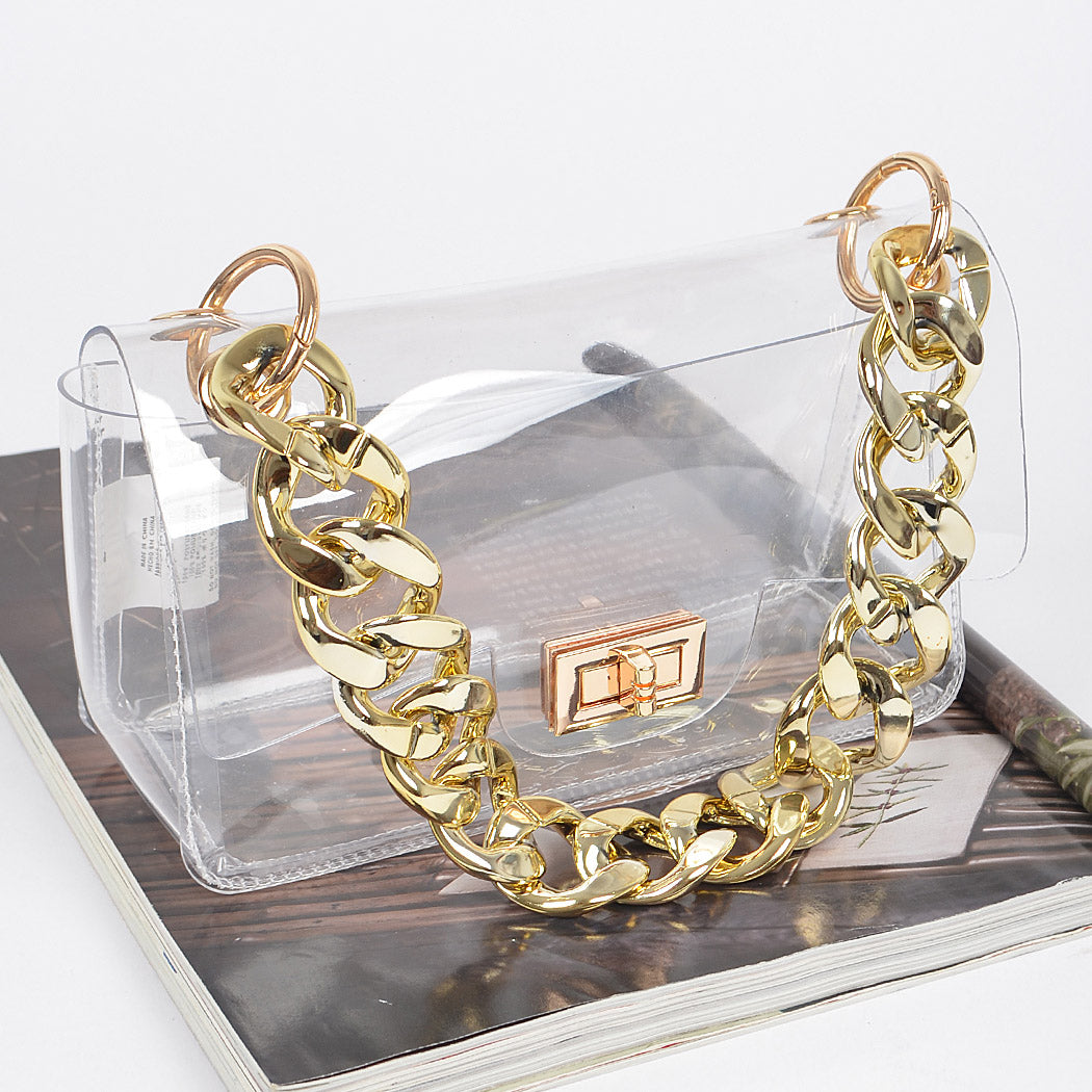 Clear Cross Body Bag with Oversize Chain