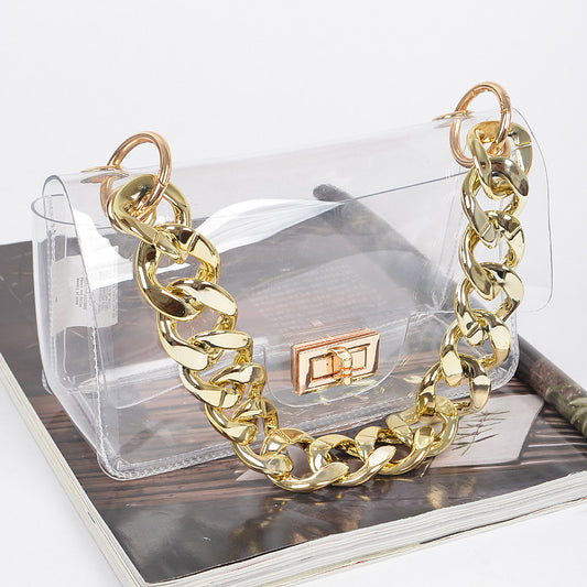 Clear Cross Body Bag with Oversize Chain