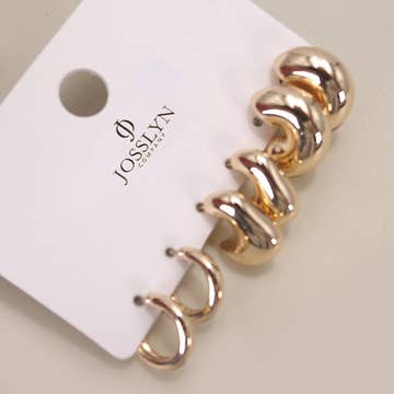Bubble Hoop Huggie Trio Earrings