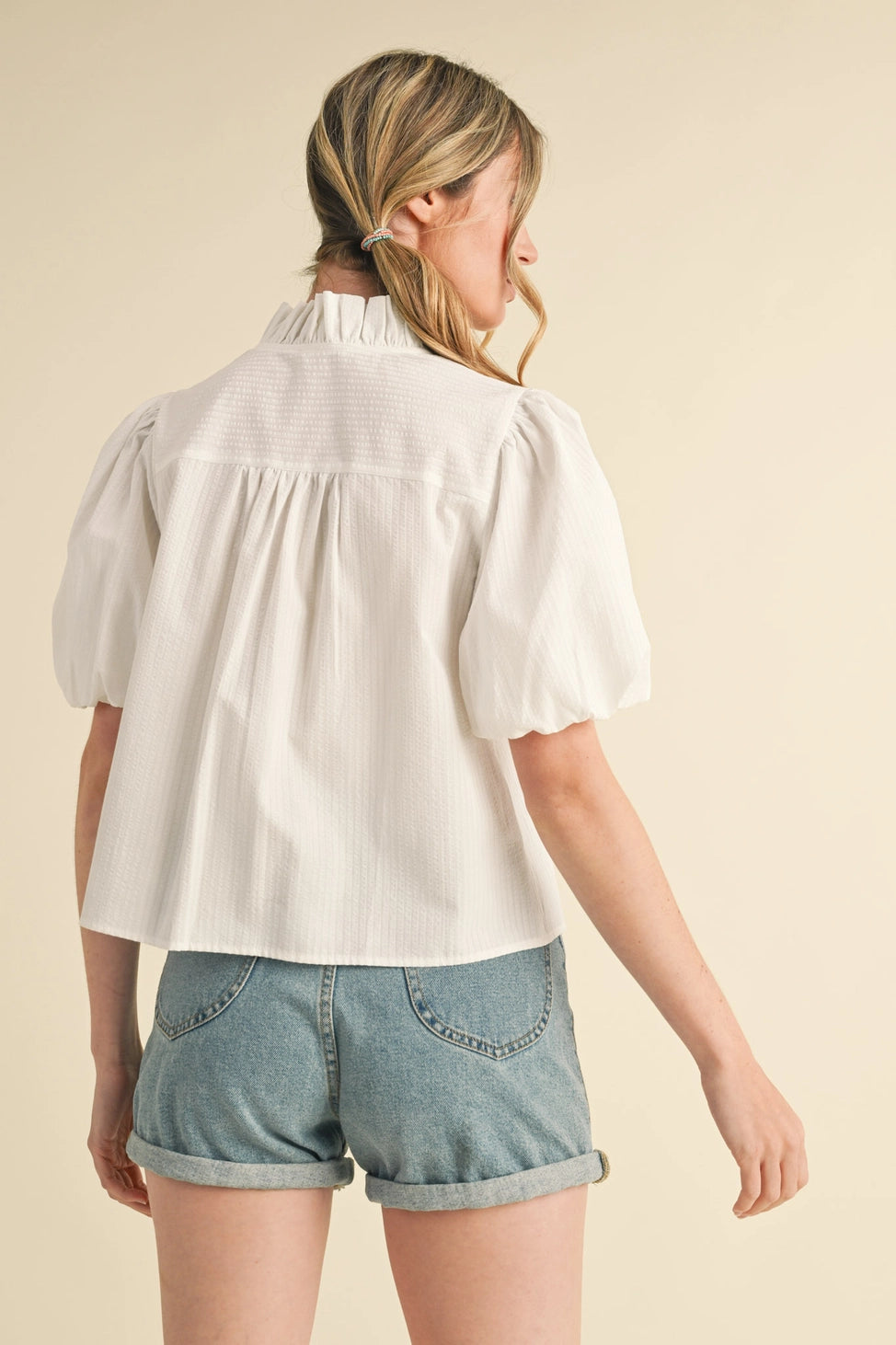 Striped Ruffle Button Down Top
