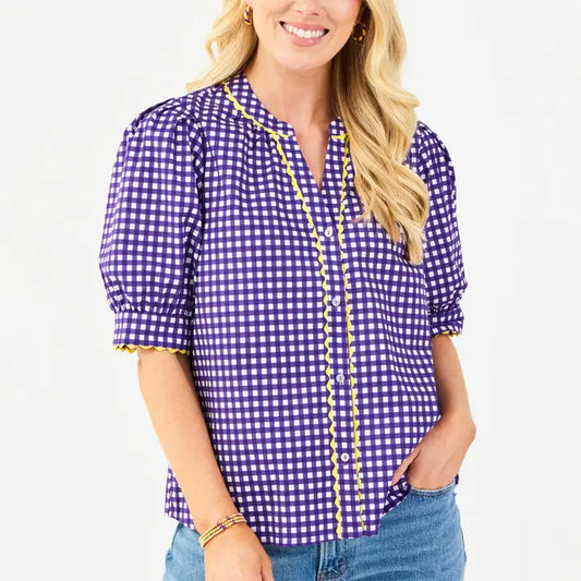 Gameday Gingham Plaided Top