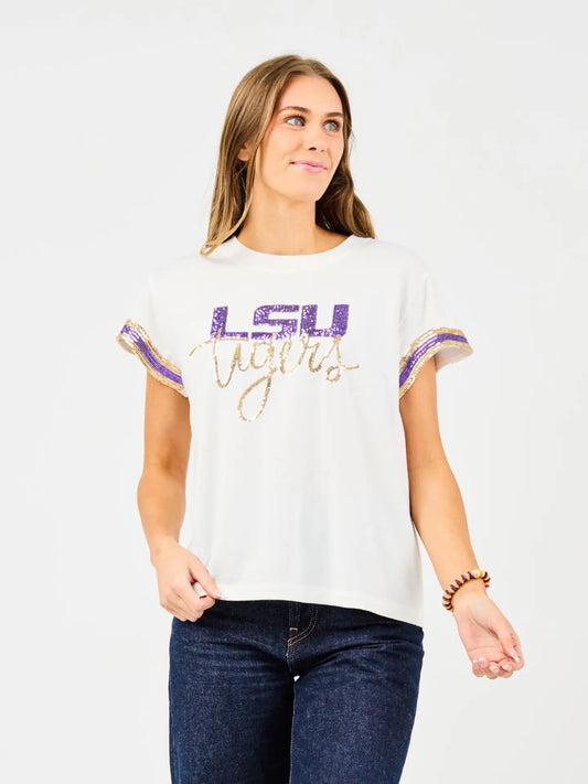 LSU Tiger Sequin Top
