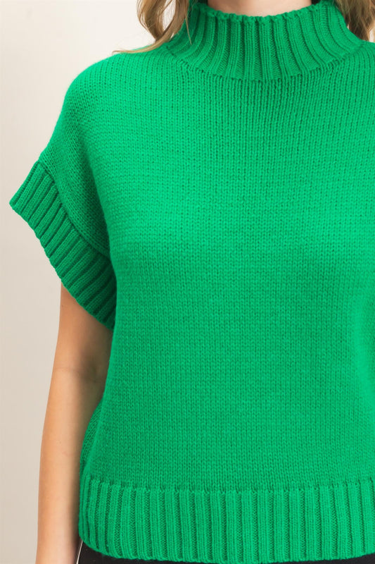 Ribbed Mock Neck Sweater Vest