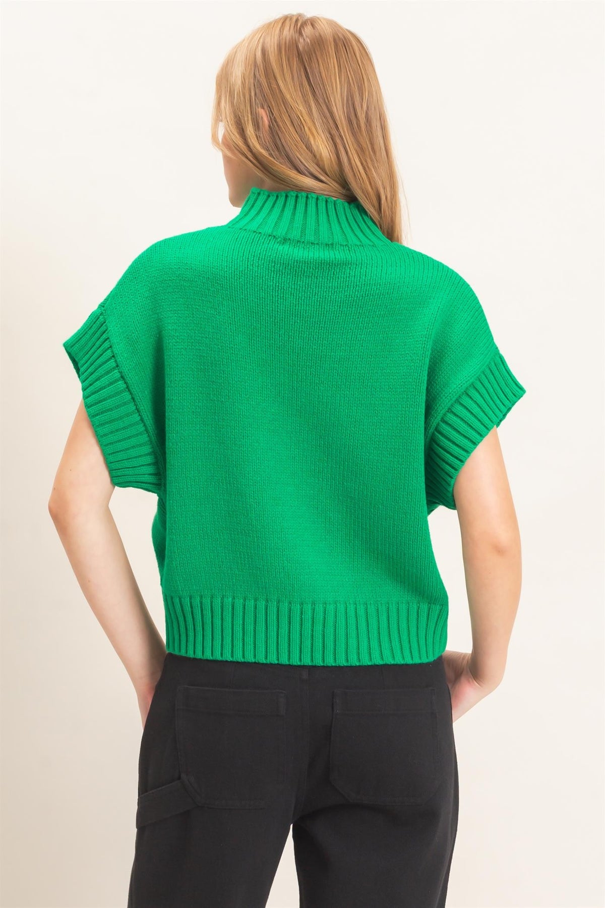 Ribbed Mock Neck Sweater Vest