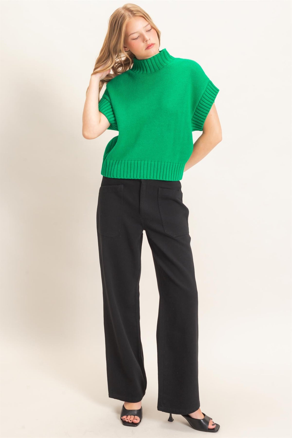 Ribbed Mock Neck Sweater Vest