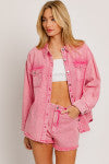 Collared Washed Denim Jacket
