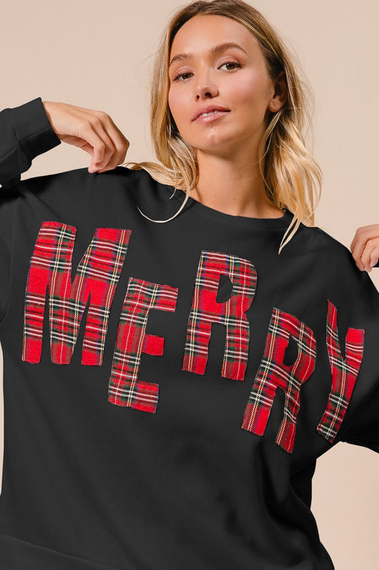 Plaid Merry Christmas Pullover