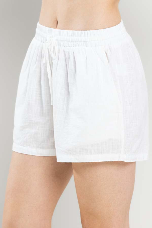 Linen Elastic Waist Shorts