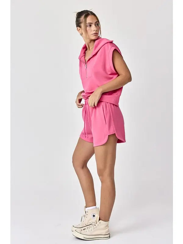 Half Zip Cropped Sweatshirt and Short Set