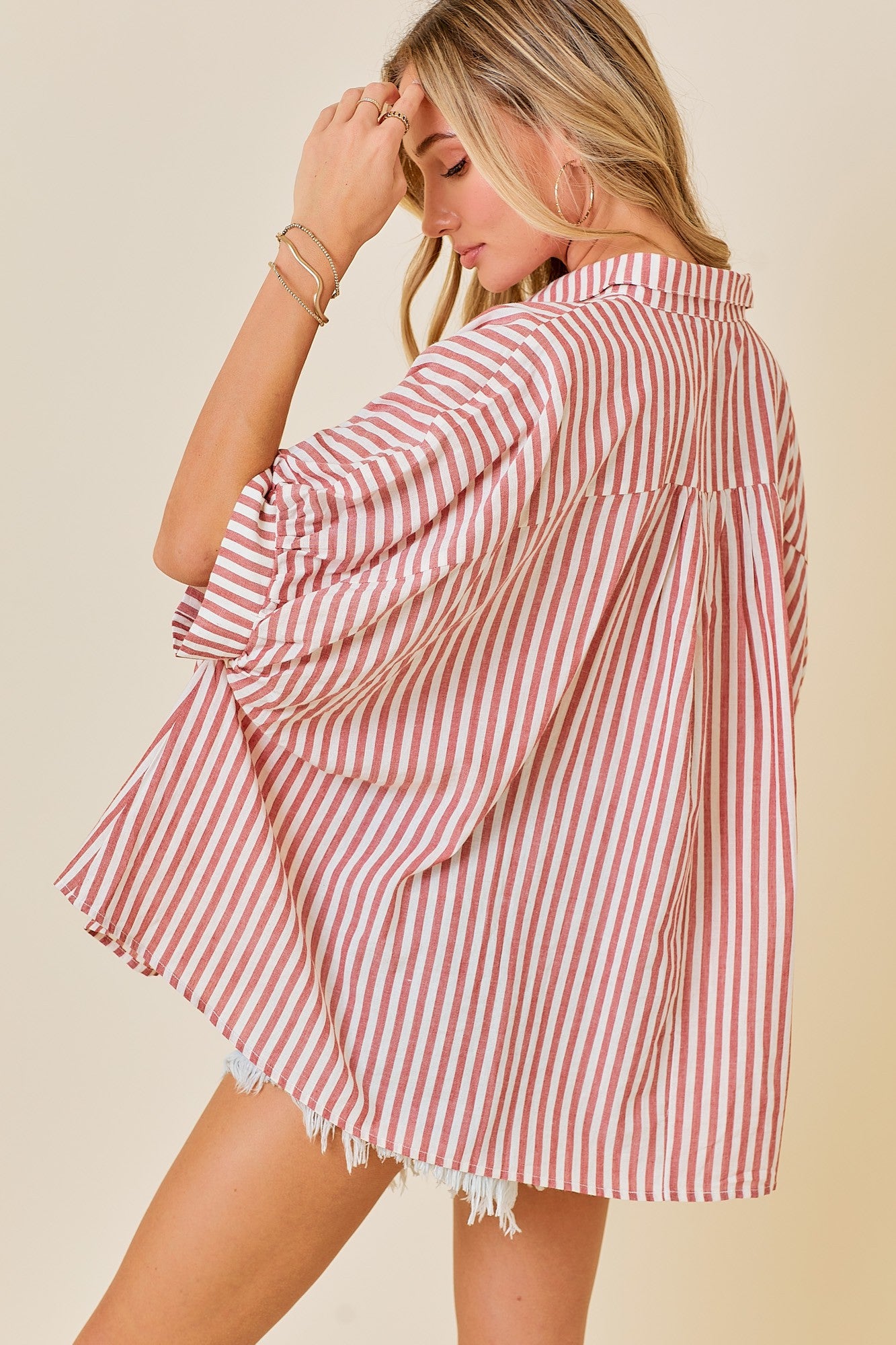 Oversized Button Down Striped Shirt